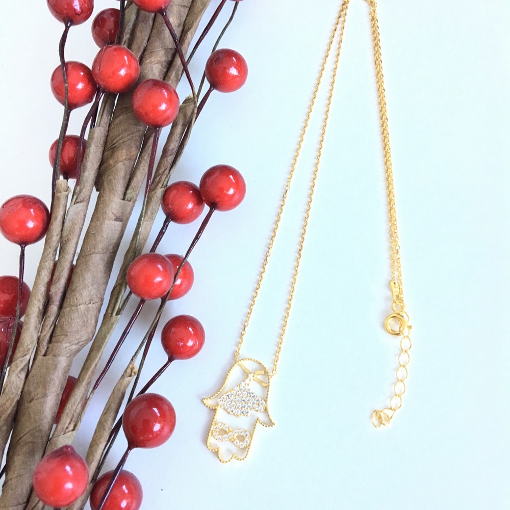 🧿  KHAMSA 🧿 Sterling Silver Gold Filled Necklace